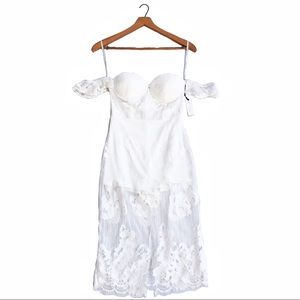 {Lovers + Friends}White Breathless Midi Lace Dress